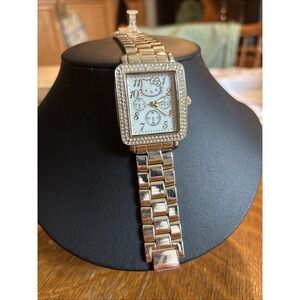 Sanrio Hello Kitty Women's Silver Watch W/ Double Rhinestones
